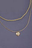 Gold JOSSLYN DOUBLE ROW HEART I LOVE YOU WORD NECKLACE