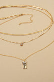 Gold JOSSLYN RECTANGLE FLOWER PEDNANT MULTI LAYER NECKLACE