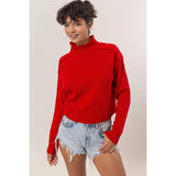 High Neck Reverse Seam Sweater: CREAM
