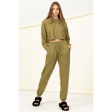 DROP-SHOULDER CROPPED TOP: HUNTER GREEN