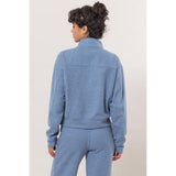 Half Zip Sweatshirt With Front Pockets -Tan