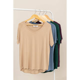 SHORT-SLEEVE V-NECK TOP: GRAY BLUE