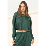DROP-SHOULDER CROPPED TOP: HUNTER GREEN