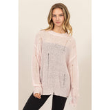 DISTRESSED KNIT SWEATER: ALPACA