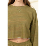 DROP-SHOULDER CROPPED TOP: HUNTER GREEN