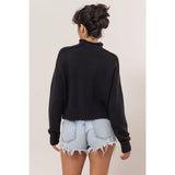 High Neck Reverse Seam Sweater: CREAM