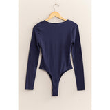 LONG SLEEVE SWEETHEART NECK BODYSUIT: CREAM