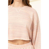 DROP-SHOULDER CROPPED TOP: HUNTER GREEN