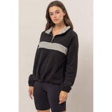 Fleece Color Block Half Zip Pullover: BROWN