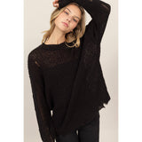 DISTRESSED KNIT SWEATER: ALPACA