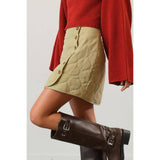 Quilted Puffer Mini Skirt: BLACK