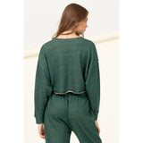 DROP-SHOULDER CROPPED TOP: HUNTER GREEN