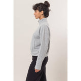 Half Zip Sweatshirt With Front Pockets -Tan