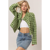Tweed Plaid Double-Breasted Jacket: CREAM