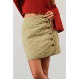Quilted Puffer Mini Skirt: BLACK