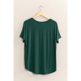 SHORT-SLEEVE V-NECK TOP: GRAY BLUE