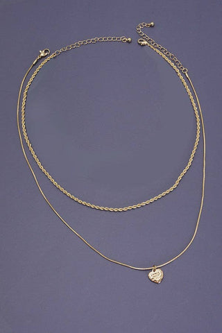 Gold JOSSLYN DOUBLE ROW HEART I LOVE YOU WORD NECKLACE