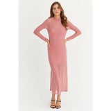 SHEER OVERLAY SLIT MIDI DRESS: OFF WHITE