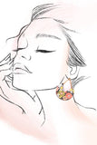 Gold JOSSLYN FLOWER PRINT WOOD CHAIN DROP EARRINGS