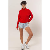 High Neck Reverse Seam Sweater: CREAM
