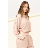 DROP-SHOULDER CROPPED TOP: HUNTER GREEN
