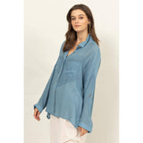 LONG SLEEVE BUTTON DOWN SHIRT: MAUVE