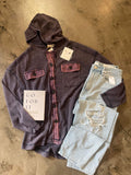 Denim Hooded Waffle Shacket