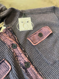 Denim Hooded Waffle Shacket