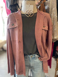 Blush Hooded Waffle Shacket