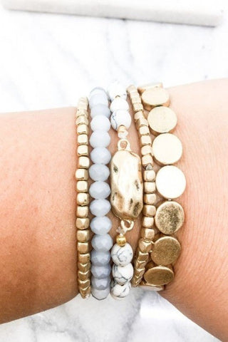 Five strand semi precious stone bracelet set