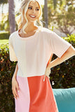 Pink & Red Color Block T-Shirt Dress