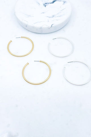 Matte plated brass hoop earrings