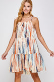Orange & TealTie Sleeve Dress