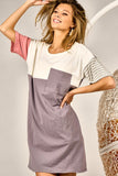 Gray and White Color Block Dress
