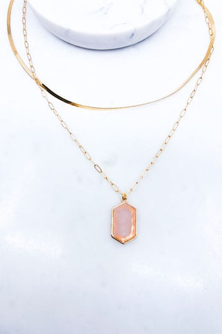 Semi Precious Stone Snake Chain Layered Necklace
