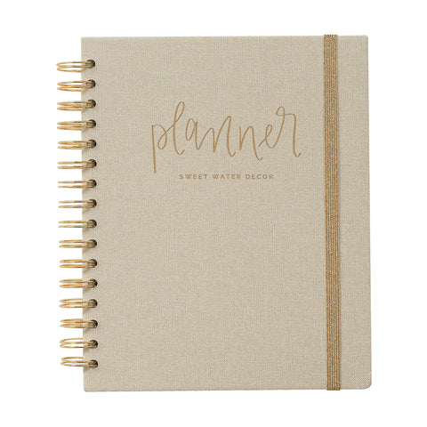 Sweet Water Decor - Tan and Gold Spiral Bound Dateless Planner