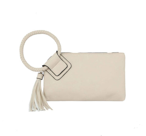 Cream Soft Vegan Leather Wristlet/Clutch