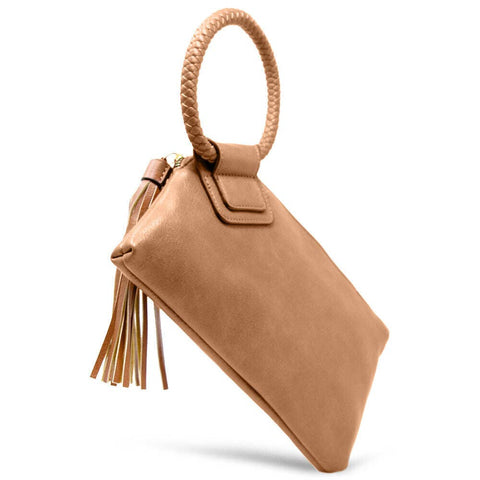 Tan Soft Vegan Leather Wristlet/Clutch