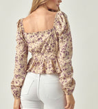 Vintage Floral Sweetheart Top