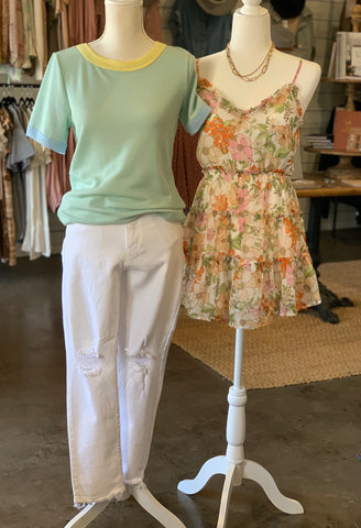 Floral v neck romper
