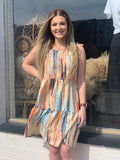 Orange & TealTie Sleeve Dress