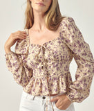 Vintage Floral Sweetheart Top