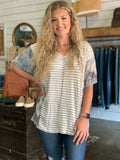 Striped top w/ Camo sides & sleeves