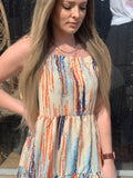 Orange & TealTie Sleeve Dress