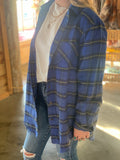 Blue Ombré Distressed Hem Flannel