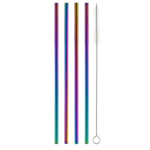 Metallic Rainbow Straight Stainless Steel Straw