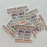 MINI Sweater Weather Fall Words Stickers